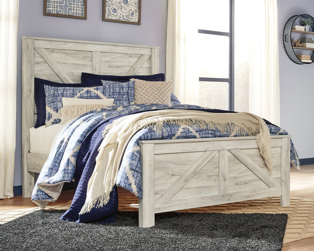Furniture City Houma - Ashley Furniture - Bellaby Queen Crossbuck Panel Bed - Queen Crossbuck Panel Bed / Whitewash - B331B6