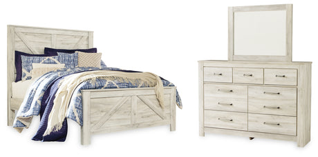 Furniture City Houma - Ashley Furniture - Bellaby Queen Crossbuck Panel Bed, Dresser and Mirror - Queen Crossbuck Panel Bed, Dresser and Mirror - B331B7