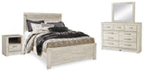 Furniture City Houma - Ashley Furniture - Bellaby Queen Panel Bed - Queen Panel Bed, Dresser, Mirror, and Nightstand / Whitewash - B331B14