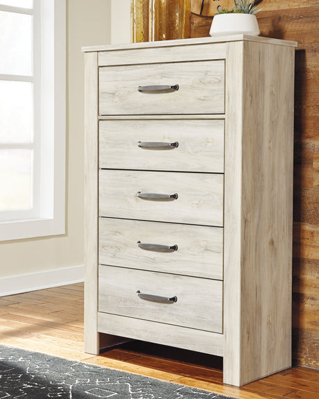 Furniture City Houma - Ashley Furniture - Bellaby Chest of Drawers - Five Drawer Chest / Whitewash - B331-46