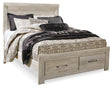 Furniture City Houma - Ashley Furniture - Bellaby Queen Platform Bed with 2 Storage Drawers - Queen Platform Bed with 2 Storage Drawers / Whitewash - B331B4