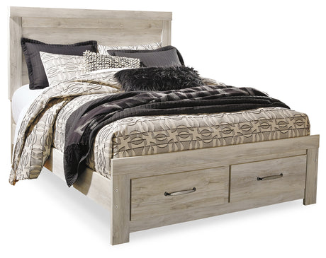 Furniture City Houma - Ashley Furniture - Bellaby Queen Platform Bed with 2 Storage Drawers - Queen Platform Bed with 2 Storage Drawers / Whitewash - B331B4