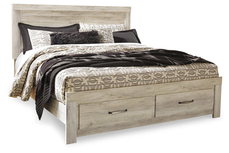 Furniture City Houma - Ashley Furniture - Bellaby King Platform Bed with 2 Storage Drawers - King Platform Bed with 2 Storage Drawers / Whitewash - B331B9