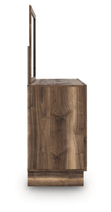 Chirason Queen Upholstered Bed, Dresser and Mirror