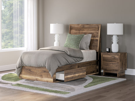 Furniture City Houma - Ashley Furniture - Chirason Twin Panel Bed with Storage - Twin Panel Bed with Storage / Brown - PCB3367B27