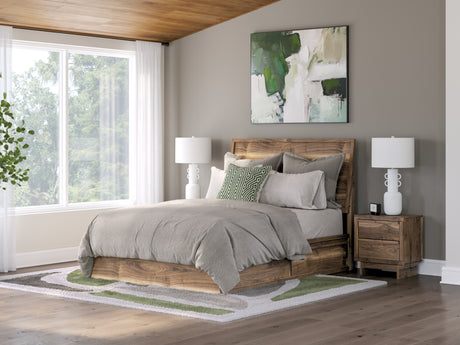 Furniture City Houma - Ashley Furniture - Chirason Queen Panel Bed with Storage - Queen Panel Bed with Storage / Brown - PCB3367B4