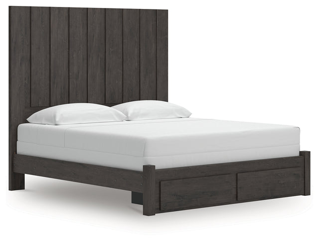Furniture City Houma - Ashley Furniture - Fraluna King Panel Storage Bed - King Panel Storage Bed / Charcoal - PCB3370B9