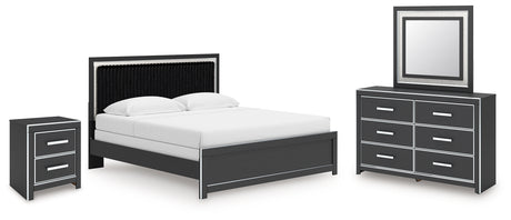 Furniture City Houma - Ashley Furniture - Zuraleus King Panel Bed, Dresser, Mirror and Nightstand - King Panel Bed, Dresser, Mirror and Nightstand / Black - PCB3380B18