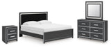 Zuraleus King Panel Bed, Dresser, Mirror and Nightstand