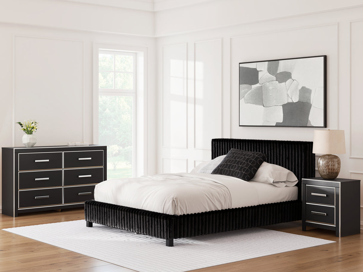 Zuraleus Queen Upholstered Bed, Dresser and Nightstand