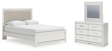 Furniture City Houma - Ashley Furniture - Zuraleus Queen Upholstered Panel Platform Bed, Dresser and Mirror - Queen Upholstered Panel Platform Bed, Dresser and Mirror - PCB3381B3
