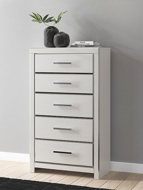Furniture City Houma - Ashley Furniture - Zuraleus Chest of Drawers - Five Drawer Chest / White - PCB3381-46
