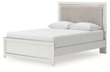 Zuraleus Queen Upholstered Panel Platform Bed, Dresser and Mirror