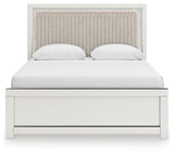 Zuraleus Queen Upholstered Panel Platform Bed, Dresser and Mirror