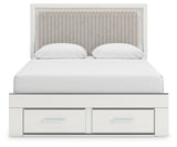 Zuraleus Queen Upholstered Panel Platform Storage Bed, Dresser and Mirror