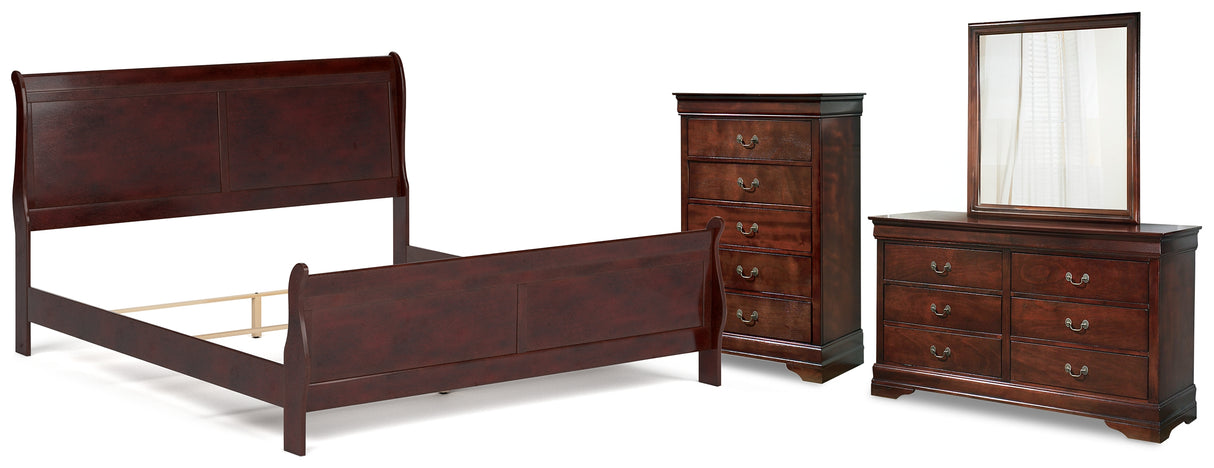 Furniture City Houma - Ashley Furniture - Alisdair King Sleigh Bed - King Sleigh Bed, Dresser, Mirror and Chest / Reddish Brown - B376B26