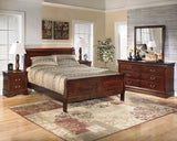 Furniture City Houma - Ashley Furniture - Alisdair Queen Sleigh Bed - Queen Sleigh Bed, Dresser, Mirror, and Nightstand / Reddish Brown - B376B14