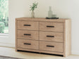 Furniture City Houma - Ashley Furniture - Sanginlane Dresser - Six Drawer Dresser / Tan - B3787-31