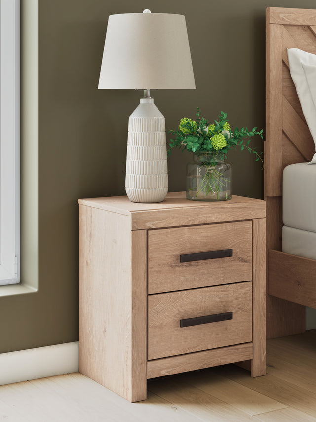 Furniture City Houma - Ashley Furniture - Sanginlane Bedroom - Two Drawer Night Stand / Tan - B3787-92