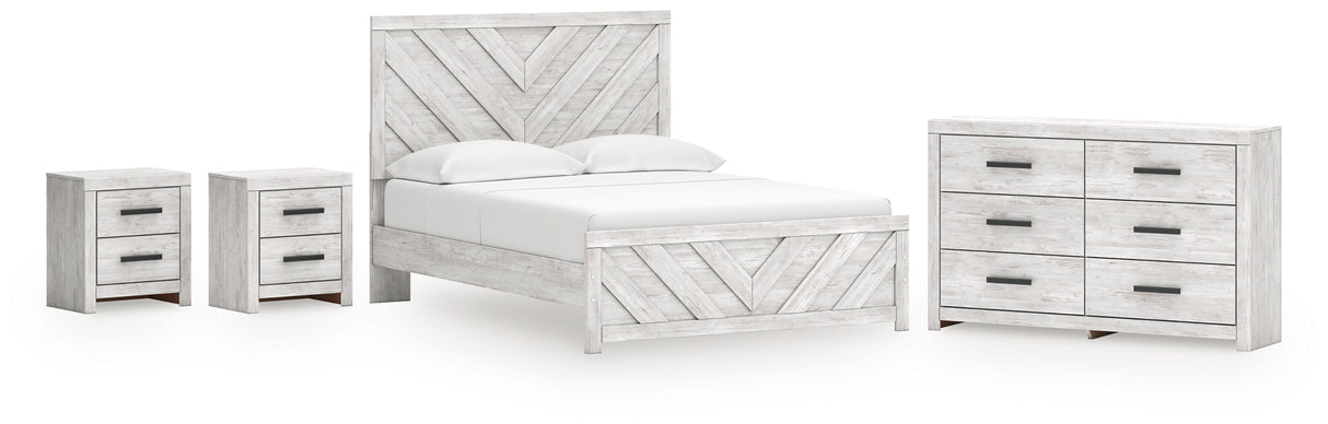 Furniture City Houma - Ashley Furniture - Cayboni Queen Panel Bed - Queen Panel Bed, Dresser and 2 Nightstands / Whitewash - B3788B13