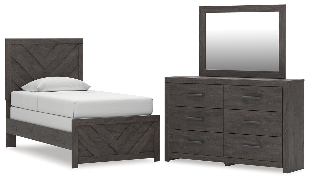 Prendonea Twin Panel Bed, Dresser and Mirror