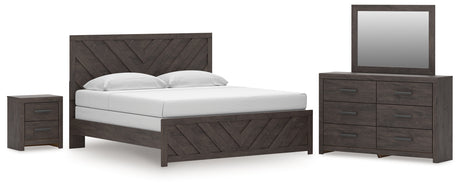 Prendonea King Panel Bed, Dresser, Mirror and Nightstand