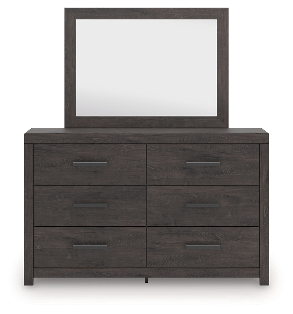 Prendonea King Panel Bed, Dresser, Mirror and Nightstand