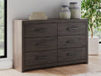 Furniture City Houma - Ashley Furniture - Prendonea Dresser - Six Drawer Dresser / Charcoal - B3789-31