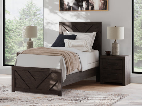 Furniture City Houma - Ashley Furniture - Prendonea Twin Panel Bed - Twin Panel Bed / Charcoal - B3789B2