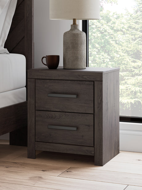Furniture City Houma - Ashley Furniture - Prendonea Nightstand - Two Drawer Night Stand / Charcoal - B3789-92