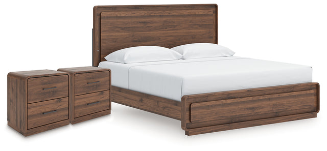 Furniture City Houma - Ashley Furniture - Fortlorn King Panel Bed and 2 Nightstands - King Panel Bed and 2 Nightstands - PCB386B9