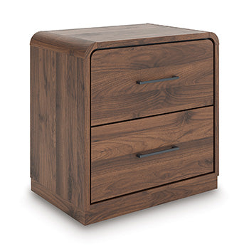 Furniture City Houma - Ashley Furniture - Fortlorn Bedroom - Two Drawer Night Stand / Walnut Brown - PCB386-92