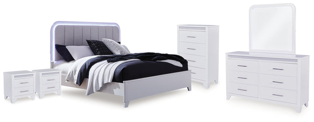 Furniture City Houma - Ashley Furniture - Jarlee Queen Upholstered Panel Bed, Dresser, Mirror, Chest and 2 Nightstands - Queen Upholstered Panel Bed, Dresser, Mirror, Chest and 2 Nightstands - PCB392B8