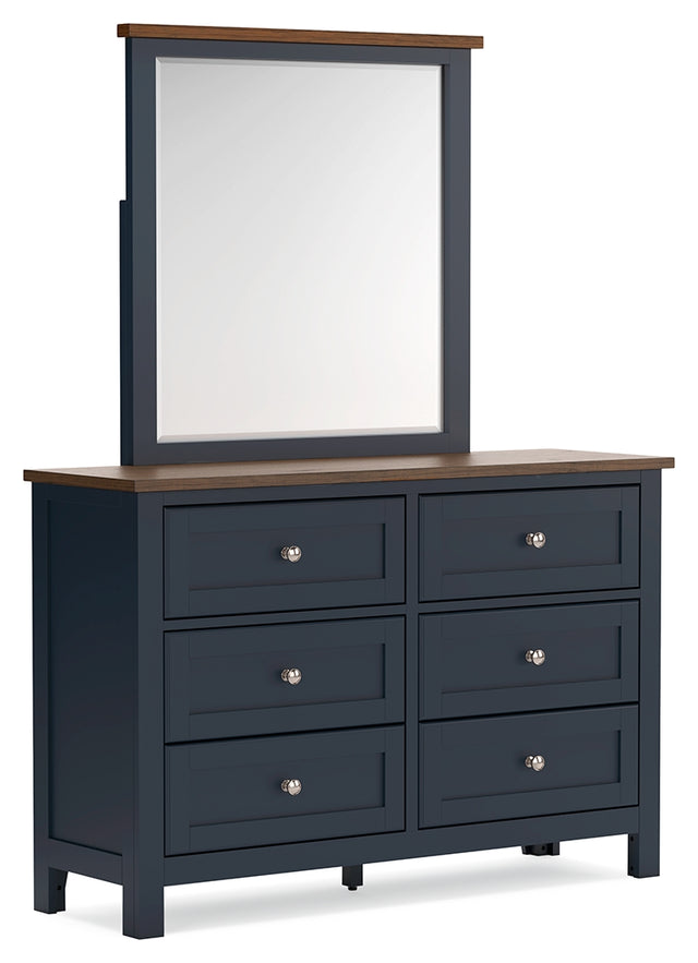 Furniture City Houma - Ashley Furniture - Landocken Dresser and Mirror - Dresser and Mirror / Brown/Blue - B414B1