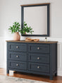 Furniture City Houma - Ashley Furniture - Landocken Dresser and Mirror - Dresser and Mirror / Brown/Blue - B414B1