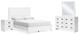 Furniture City Houma - Ashley Furniture - Binterglen Queen Panel Bed - Queen Panel Bed, Dresser, Mirror and Nightstand / White - B427B14