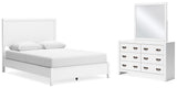 Furniture City Houma - Ashley Furniture - Binterglen Queen Panel Bed - Queen Panel Bed, Dresser and Mirror / White - B427B7