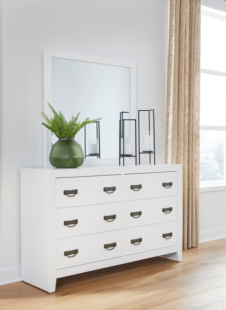Furniture City Houma - Ashley Furniture - Binterglen Dresser and Mirror - Dresser and Mirror / White - B427B1