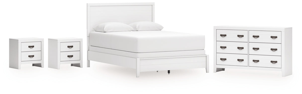 Furniture City Houma - Ashley Furniture - Binterglen Queen Panel Bed - Queen Panel Bed, Dresser and 2 Nightstands / White - B427B15