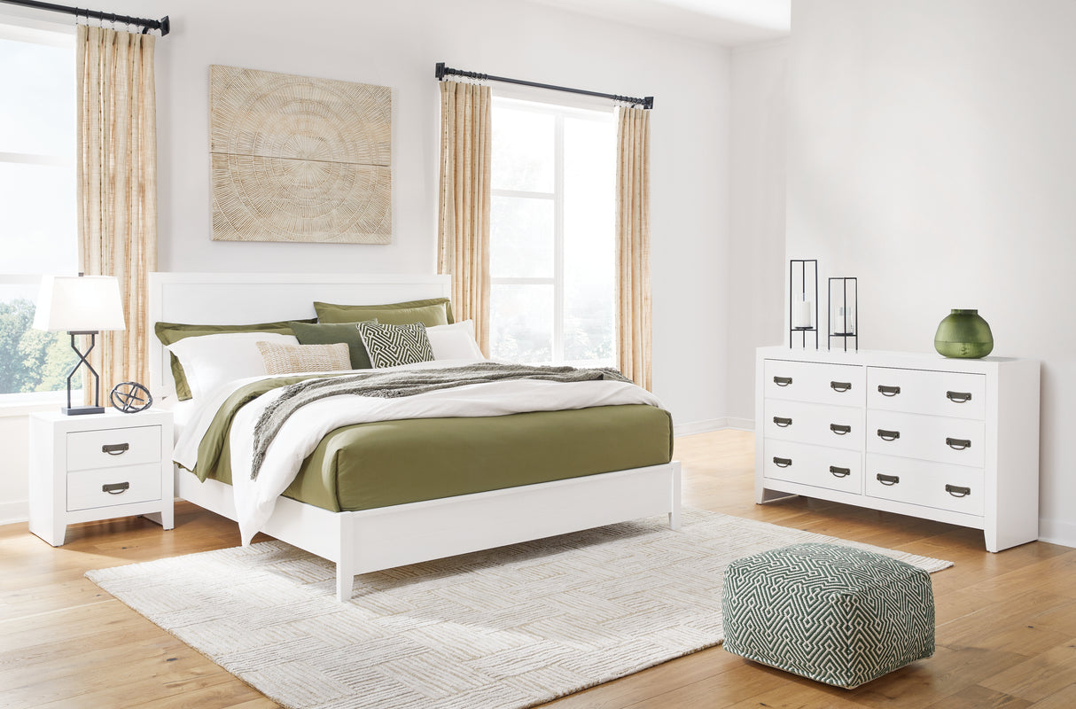 Furniture City Houma - Ashley Furniture - Binterglen Queen Panel Bed - Queen Panel Bed, Dresser and Nightstand / White - B427B10