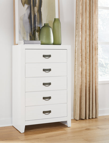 Furniture City Houma - Ashley Furniture - Binterglen Chest of Drawers - Five Drawer Chest / White - B427-46
