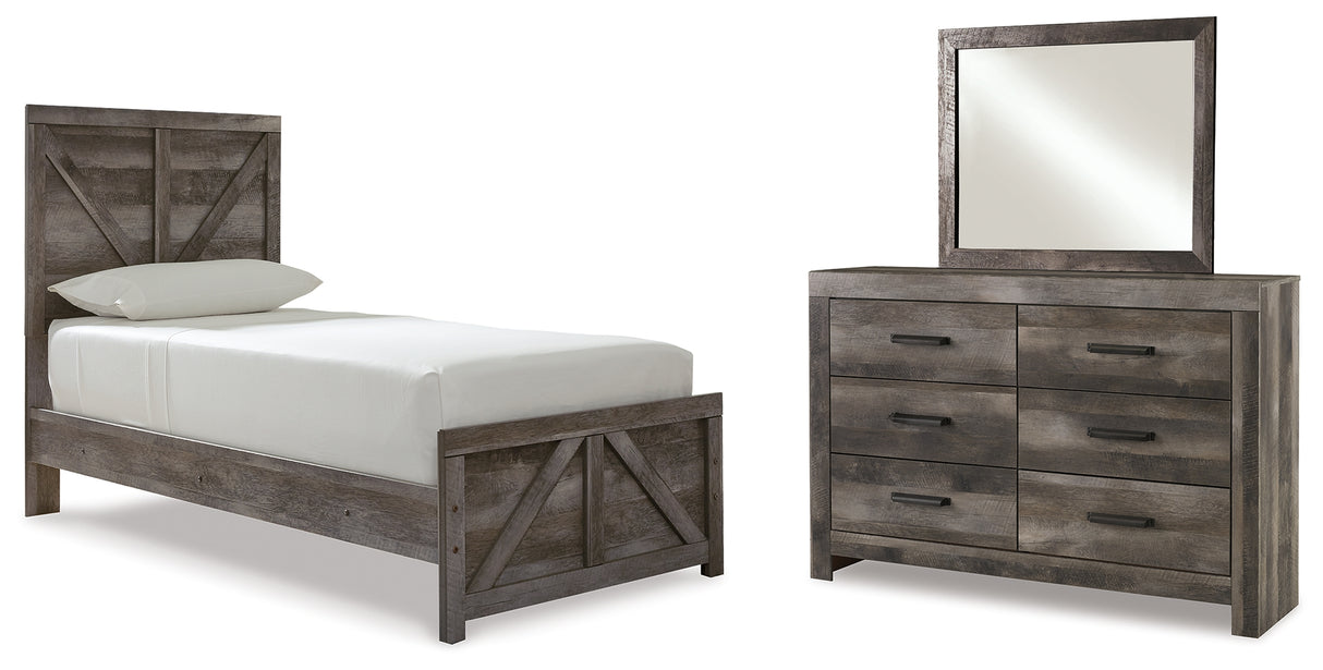 Furniture City Houma - Ashley Furniture - Wynnlow Twin Crossbuck Panel Bed, Dresser and Mirror - Twin Crossbuck Panel Bed, Dresser and Mirror - B440B20