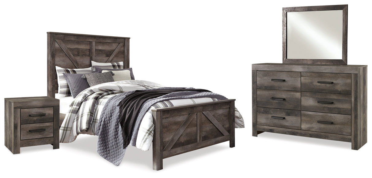 Furniture City Houma - Ashley Furniture - Wynnlow Queen Crossbuck Panel Bed - Queen Crossbuck Panel Bed, Dresser, Mirror, and Nightstand / Gray - B440B24