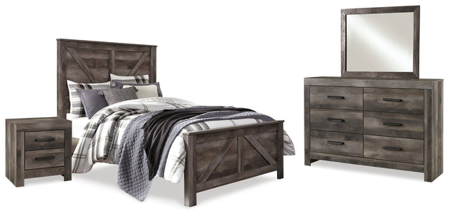 Furniture City Houma - Ashley Furniture - Wynnlow Queen Crossbuck Panel Bed, Dresser, Mirror, and Nightstand - Queen Crossbuck Panel Bed, Dresser, Mirror, and Nightstand - B440B24