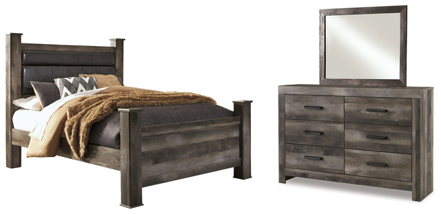 Furniture City Houma - Ashley Furniture - Wynnlow Queen Upholstered Poster Bed, Dresser and Mirror - Queen Upholstered Poster Bed, Dresser and Mirror - B440B12