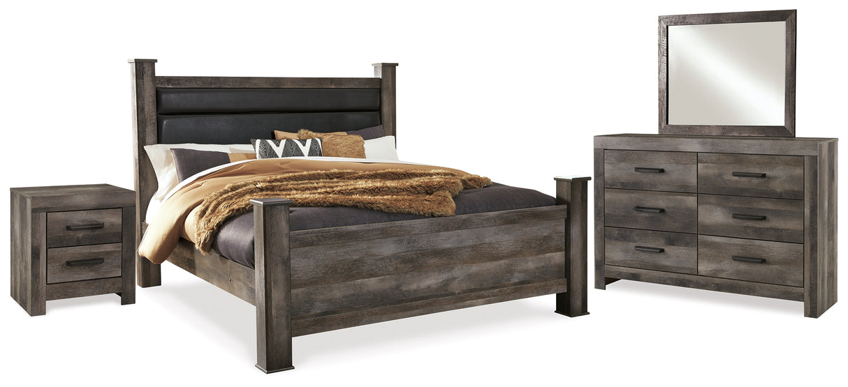 Furniture City Houma - Ashley Furniture - Wynnlow King Poster Bed - King Poster Bed, Dresser, Mirror and Nightstand / Gray - B440B29