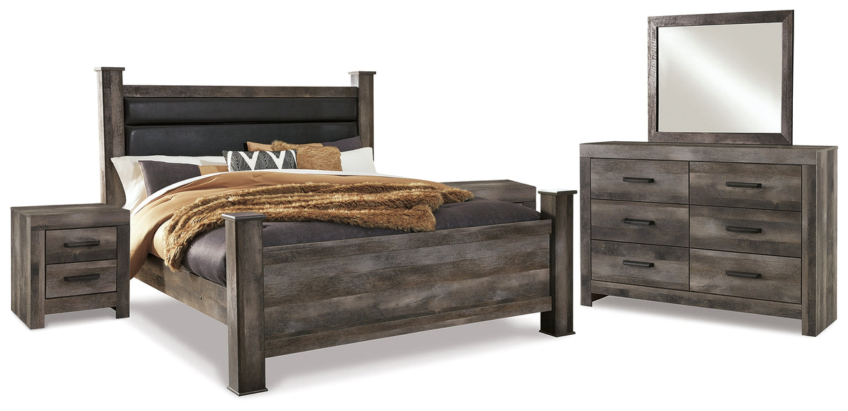 Furniture City Houma - Ashley Furniture - Wynnlow King Poster Bed - King Poster Bed, Dresser, Mirror and 2 Nightstands / Gray - B440B35