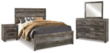 Furniture City Houma - Ashley Furniture - Wynnlow Queen Panel Bed - Queen Panel Bed, Dresser, Mirror and 2 Nightstands / Gray - B440B36