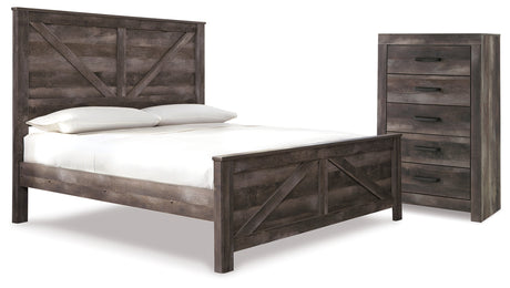 Furniture City Houma - Ashley Furniture - Wynnlow King Crossbuck Panel Bed and Chest - King Crossbuck Panel Bed and Chest - B440B43
