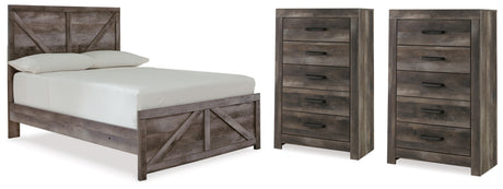 Furniture City Houma - Ashley Furniture - Wynnlow Full Crossbuck Panel Bed and 2 Chests - Full Crossbuck Panel Bed and 2 Chests - B440B40
